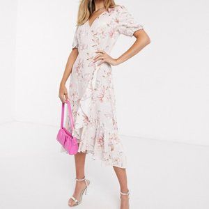 Ever New Wrap Tie Midi Dress in Floral Print